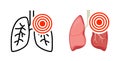 Pneumonia respiratory inflamed icon vector asthma pulmonology logo