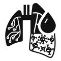 Pneumonia virus lungs icon, simple style