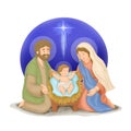 Nativity scene with holy family jesus mary and Joseph with the star in background Royalty Free Stock Photo