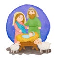 Nativity scene Christmas Manger scene with Jesus, Mary, Joseph and sheep Royalty Free Stock Photo