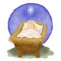 Baby Jesus in the manger, symbol of Christianity, Nativity Royalty Free Stock Photo