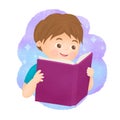 Little Boy Reading Book, Children Education and Imagination Concept Royalty Free Stock Photo