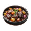 PNG Beef Bourguignon with Mashed Potatoes and Vegetables in Bowl on Transparent Background Royalty Free Stock Photo