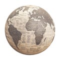 PNG Earth Globe Made of Newspaper on Transparent Background - Ai Generated Royalty Free Stock Photo