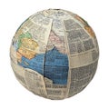 PNG Earth Globe Made of Newspaper on Transparent Background - Ai Generated Royalty Free Stock Photo