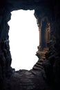 cave entrance. stone arched portal. medieval castle. Transparent PNG