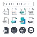 PNG File Format Icon Set. 12 PNG icon set Royalty Free Stock Photo