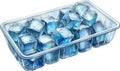 Rectangular plastic tray filled with wet, clear square ice cubes Royalty Free Stock Photo