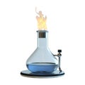 PNG Flame burning on flask in Lab on stand on Transparent Background - Ai Generated Royalty Free Stock Photo