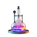 PNG Flame burning on flask in Lab on stand on Transparent Background - Ai Generated Royalty Free Stock Photo