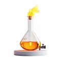 PNG Flame burning on flask in Lab on stand on Transparent Background - Ai Generated Royalty Free Stock Photo