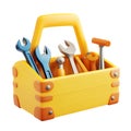PNG Handy Tools A Bright Yellow Toolbox Ready for Action against transparent Background Royalty Free Stock Photo