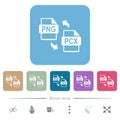 PNG PCX file conversion flat icons on color rounded square backgrounds Royalty Free Stock Photo