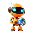 PNG Small Robot Holding Planet in Hands on Transparent Background - Ai Generated Royalty Free Stock Photo