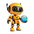 PNG Small Robot Holding Planet in Hands on Transparent Background - Ai Generated Royalty Free Stock Photo