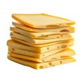 PNG Stack of Cheese Slices on Transparent Background - Ai Generated Royalty Free Stock Photo