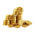PNG Stack of Gold Bars of Different Sizes on Transparent Background - Ai Generated Royalty Free Stock Photo
