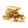 PNG Stack of Gold Bars of Different Sizes on Transparent Background - Ai Generated Royalty Free Stock Photo