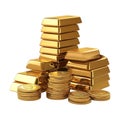 PNG Stack of Gold Bars of Different Sizes on Transparent Background - Ai Generated Royalty Free Stock Photo