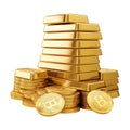 PNG Stack of Gold Bars of Different Sizes on Transparent Background - Ai Generated Royalty Free Stock Photo