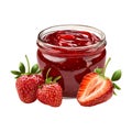 PNG Strawberries Jam Jar on Transparent Background - Ai Generated Royalty Free Stock Photo