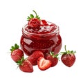 PNG Strawberries Jam Jar on Transparent Background - Ai Generated Royalty Free Stock Photo