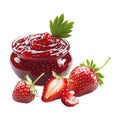 PNG Strawberries Jam Jar on Transparent Background - Ai Generated Royalty Free Stock Photo