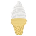 Vanilla ice cream cone. Hand drawn illustration isolation white background. Royalty Free Stock Photo