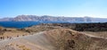 Pnorama view on Santorini island volcano crater Royalty Free Stock Photo