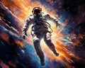 Pnting of an astronauts floating in space. Royalty Free Stock Photo