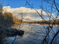 PNW blue sky riverside nofilter