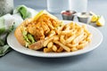 Po boy sandwich with fried shrimp Royalty Free Stock Photo