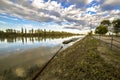 Po river flowing at sunset in Emilia Romagna countryside, Italy Royalty Free Stock Photo