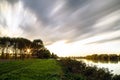 Po river tree and Italian countryside at susnet , Emilia Romagna Italy Royalty Free Stock Photo