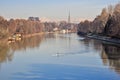 Po river, view of park of Valentino, Turin Royalty Free Stock Photo