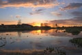 Po Valley farmstead farm panorama landscape sunset Royalty Free Stock Photo