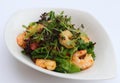 Poach prawns and green leaves salad