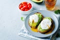 Poached egg Avocado Rye Toasts Royalty Free Stock Photo