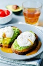 Poached egg Avocado Rye Toasts Royalty Free Stock Photo