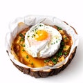 Poached Egg isolated on a white background.