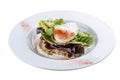 Poached egg with quinoa and salad on a white plate Royalty Free Stock Photo