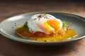 poached egg with runny yolk on a plate