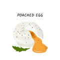 Poached egg vector meal illustration. Isolated on white background.