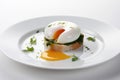 Poached Egg On White Background. Generative AI