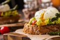 Poached eggs with avocado and asparagus