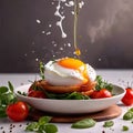 Poached eggs with whole yolk, classic breakfast meal