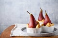 Poached pear in red wine. Dessert Royalty Free Stock Photo