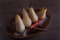 Poached pears with cinnamon and chili pepper Royalty Free Stock Photo