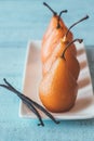 Poached pears on the plate Royalty Free Stock Photo