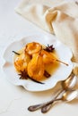 Poached pears with spices Royalty Free Stock Photo